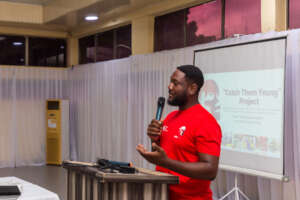 Nii Armah, Projects Cordinator speaks to girls