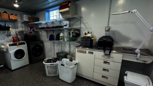 Intake and exam room for new raccoons