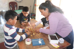 Learning with Maya Oxnuk' triangular dominoes