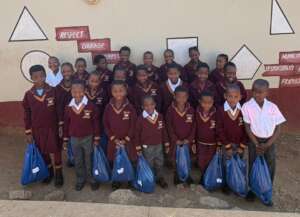 Mphumela Primary children with their new uniforms