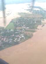Aerial view of flooded villages