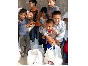 Children receiving food