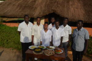 Apprentices outside Chez Guillaume