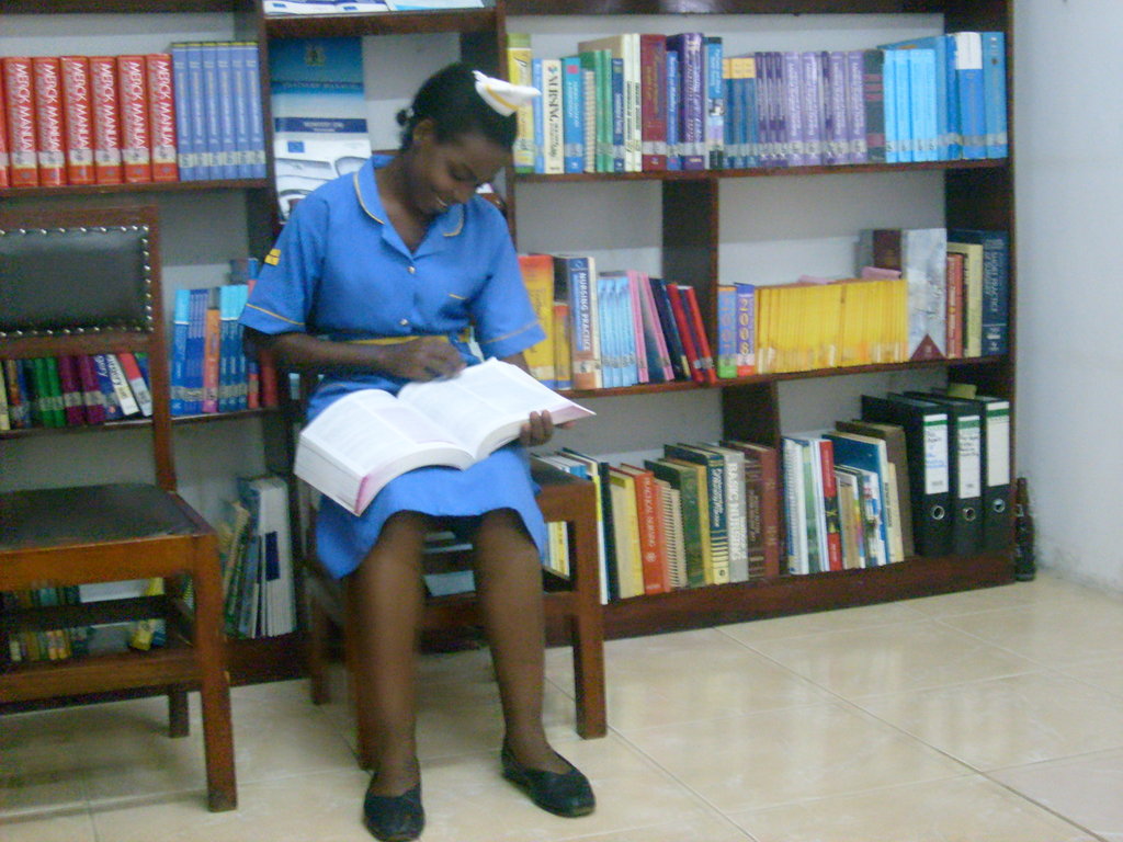 Student reading in the library