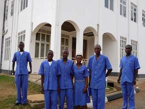 In front of the main building