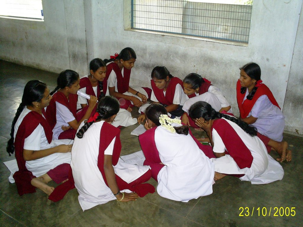 Girls in a training workshop