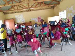 The pupils with their dignity packs