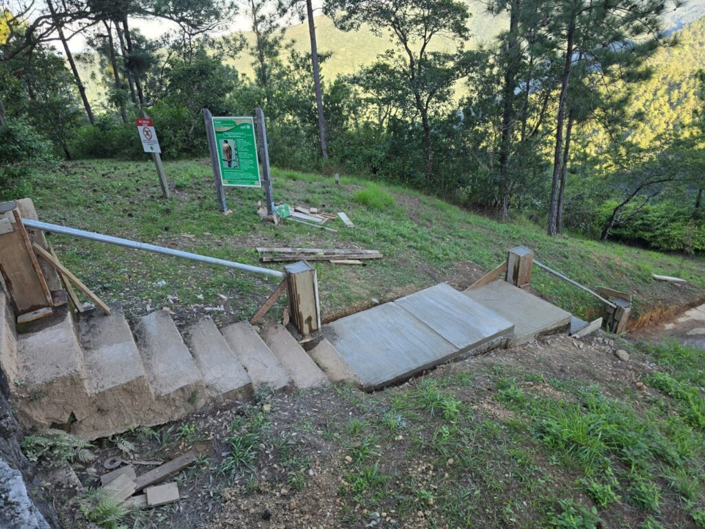Addition of steps and railing to lookout point