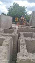 Cement block construction site