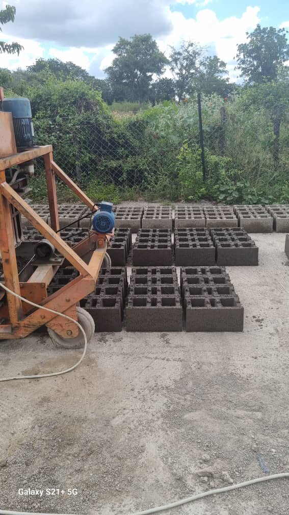 Completed cement blocks