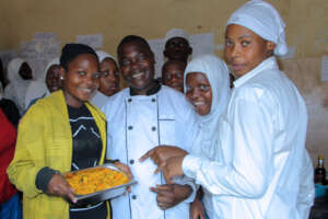 Free school lunch beneficiaries pose for a photo