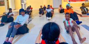 Stretching out in dance class