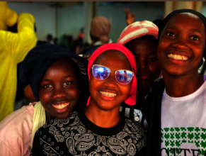 Sophia (middle) and her friends at MindLeaps-dance