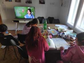 Watching TV in the Children Daycare Center
