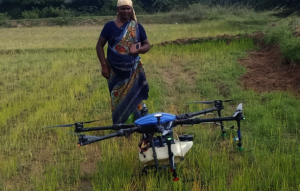 Rural Woman Operates Drone for Fertilisation