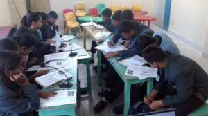 Kolkata students fill out their worksheets
