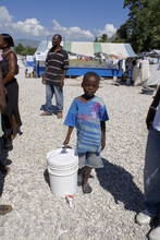 Boy with Cholera Prevention Kit