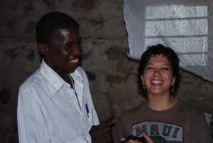 Laughing at one of his jokes