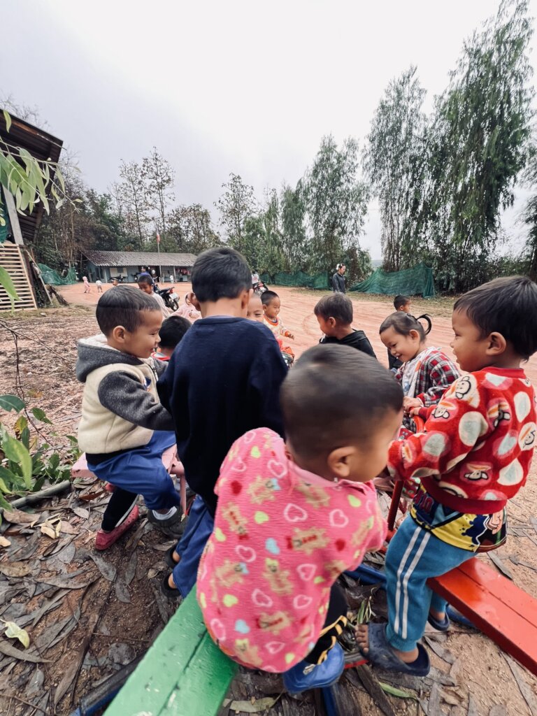 Children play on the center's only playground.
