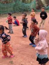 Children line up for morning exercise.