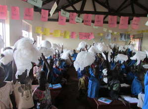 Children at a distribution