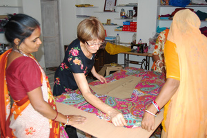 Marlies, volunteer teaching dressmaking