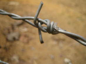 Barbed wire refugee camp fences