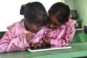 Girls with a tablet