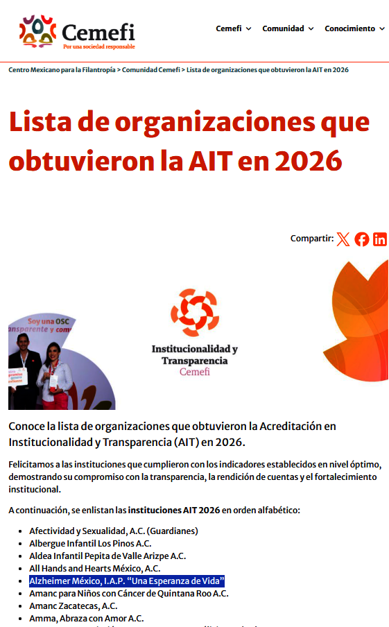 Alzheimer Mexico on the AIT list