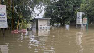 All stalls inundated by flood water
