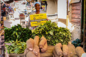 Our vegetable seller. Grant recipient.