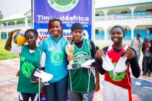 One of our coaches with the girls.