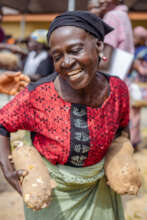 Woman celebrating her harvest