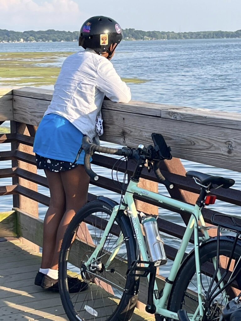 Pedals and Pixels participant viewing the lake