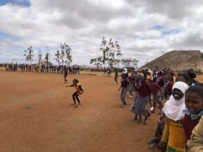 Participants watching a football match