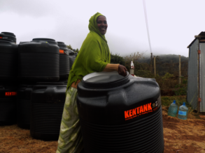 A mother with a water tank