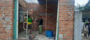 Recycled plastic roofing in progress