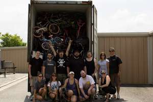 Sending our shipment off with fanfare...