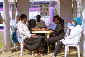 A woman getting Vitals Screening