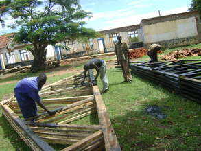 During renovation: Building new roof trusses