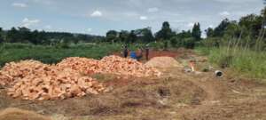 Materials at the site and construction going on