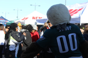 Eagles Mascot SWOOP pumping up the crowd.