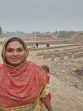 Families working and living at the brick kilns