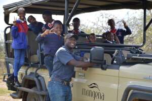 One of the primary schools going on a game drive