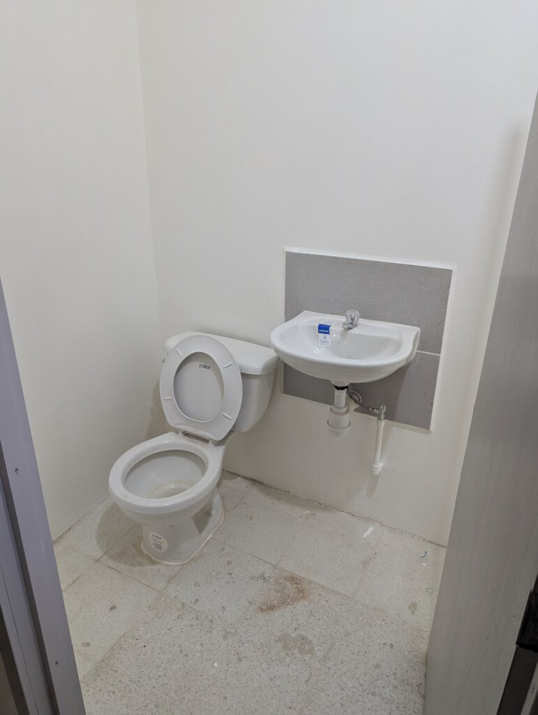 One of the newly completed bathrooms