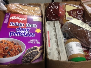 Food hamper with a dozen eggs