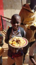 child happy with food