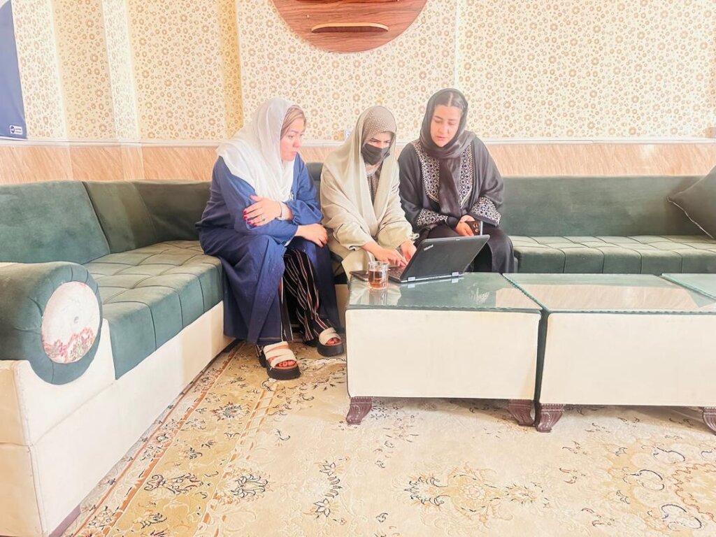 Afsaneh in Herat mentoring Gulafroz and her staff
