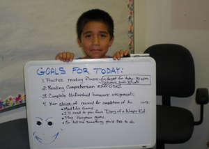 Student with weekly goals
