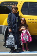 Students with new backpacks